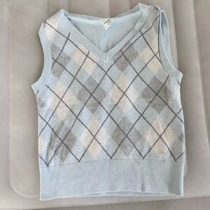 Argyle Pattern Sleeveless Sweater Vest